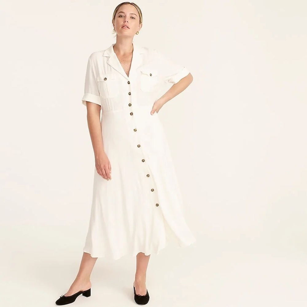 White Button Down Midi Dress NWOT